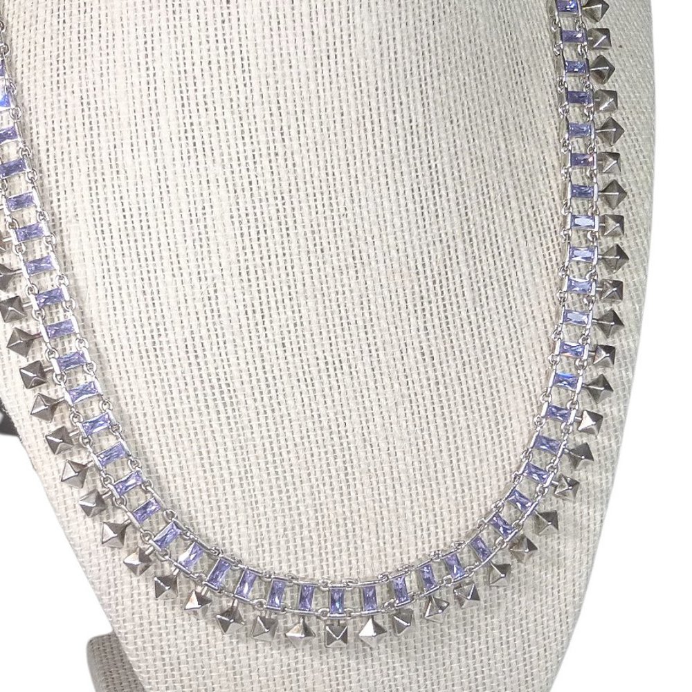 Kendra Scott Oscar Purple Lilac Collar Necklace Silver